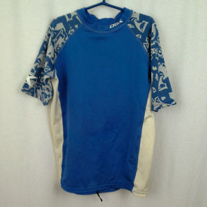DBX boys shirt Swim Sz 12 Blue Rash guard Short